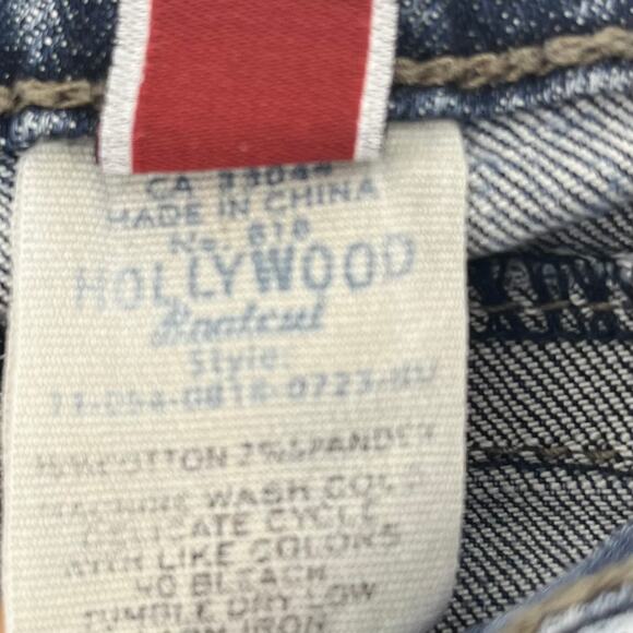 Stetson Women's 4 / 31 Blue Mid-Rise Distressed Hem‎ Bootcut Hollywood Jeans - Picture 7 of 7